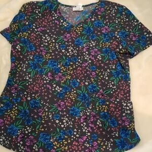 Scrubstar Floral Short Sleeve Scrub Top